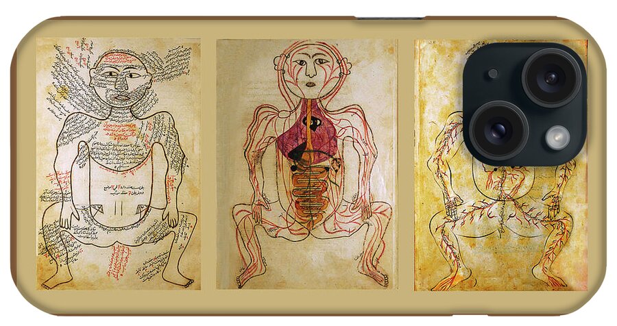 Digital Collage iPhone Case featuring the drawing Ancient Arab Anatomical Drawings by Lorena Cassady