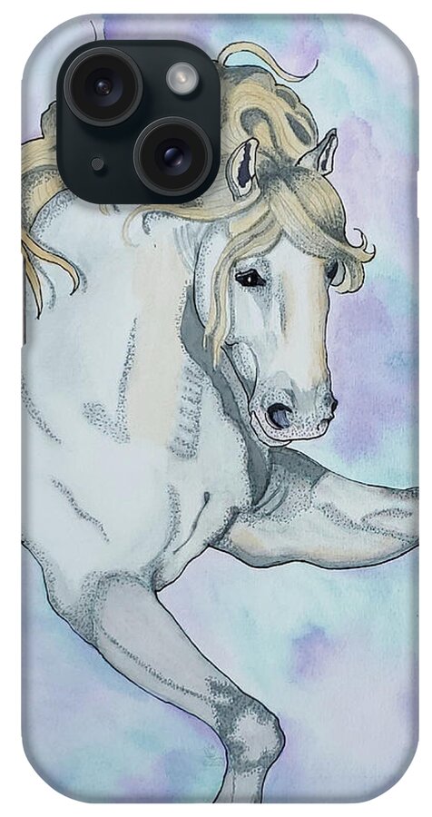 Watercolor Painting iPhone Case featuring the drawing Andalusian Horse by Equus Artisan