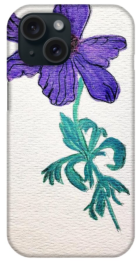 Purple Flower iPhone Case featuring the painting Anemones Coronaria by Margaret Welsh Willowsilk