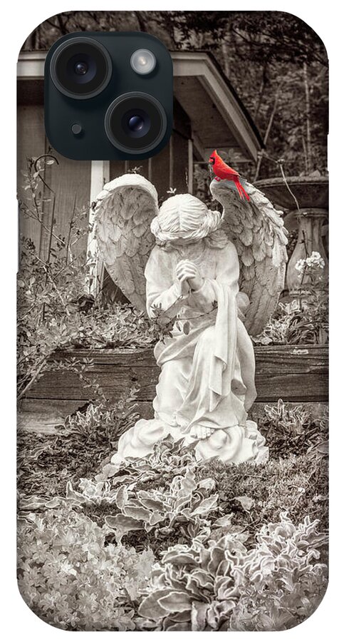 Barns iPhone Case featuring the photograph Angel in the Garden in Vintage Sepia by Debra and Dave Vanderlaan