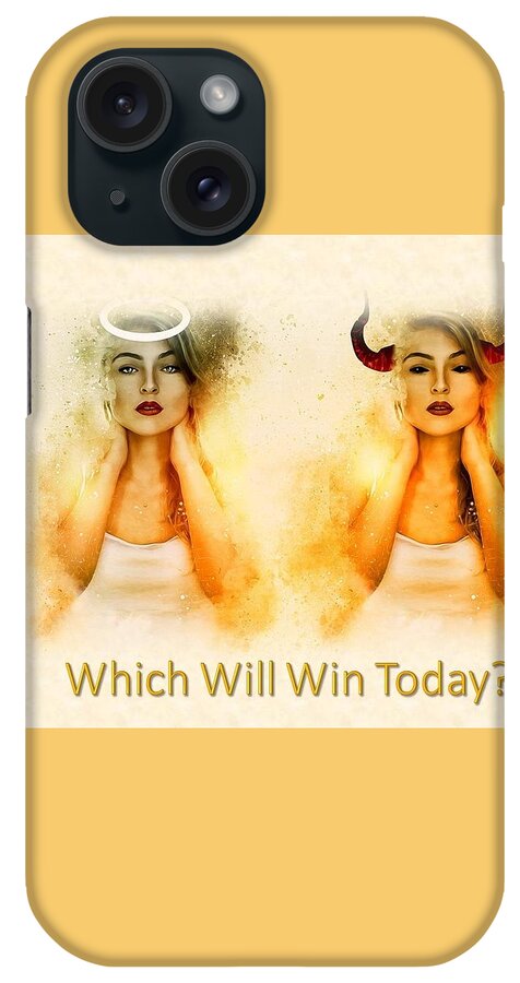 Woman iPhone Case featuring the mixed media Angel or Devilish by Nancy Ayanna Wyatt