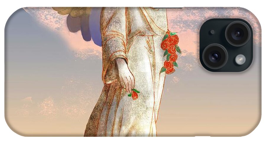 Angel iPhone Case featuring the digital art Angel with Roses by Cap Pannell