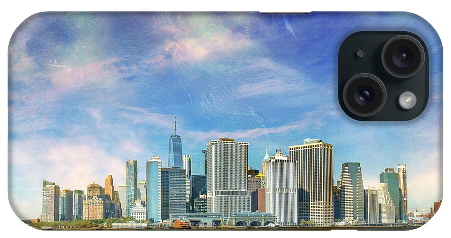 Multi-colored iPhone Case featuring the photograph Angelic Skies Above Manhattan by Cate Franklyn