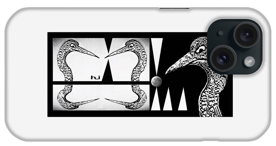 Bird iPhone Case featuring the mixed media The Birds Are Angry by Hartmut Jager