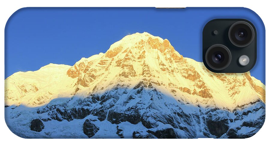 Nepal iPhone Case featuring the photograph Annapurna mountain snow sunrise Restaurant Decoration by Josu Ozkaritz
