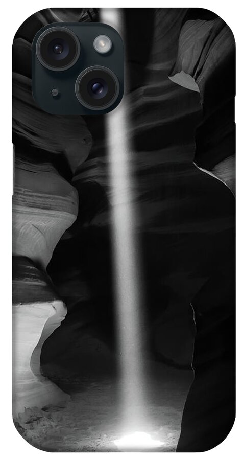 Antelope Canyon iPhone Case featuring the photograph Antelope Canyon Phantom Light - Black and White by Gregory Ballos