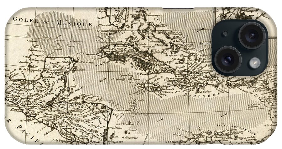 North America iPhone Case featuring the drawing Antilles and The Gulf of Mexico by Vintage Maps