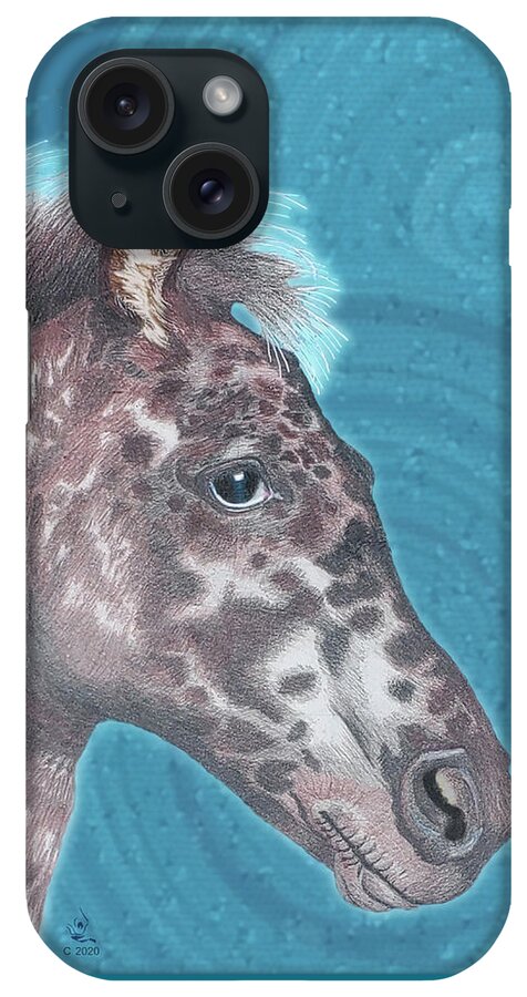 Spotted Horse iPhone Case featuring the drawing Appaloosa Horse Portrait by Equus Artisan