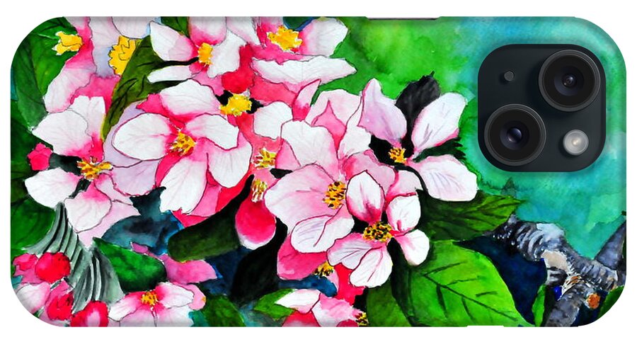 Apple iPhone Case featuring the painting Apple Blossoms by John W Walker