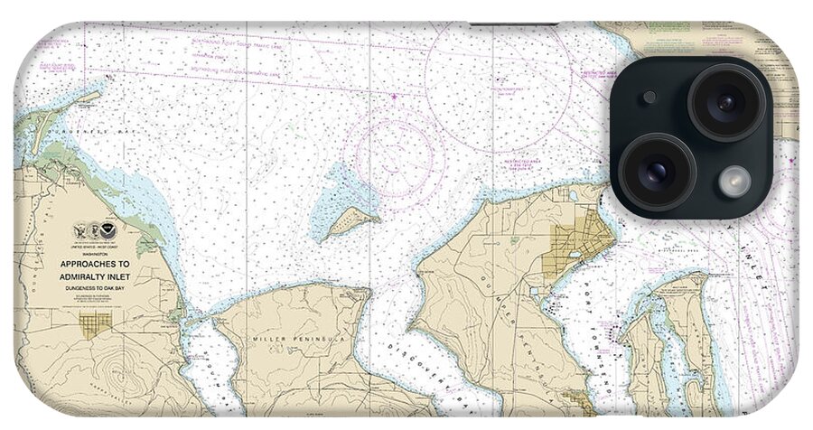 Washington Nautical Chart iPhone Case featuring the digital art Approaches to Admiralty Inlet Washington Nautical Chart 18471 Modified by John Gernatt