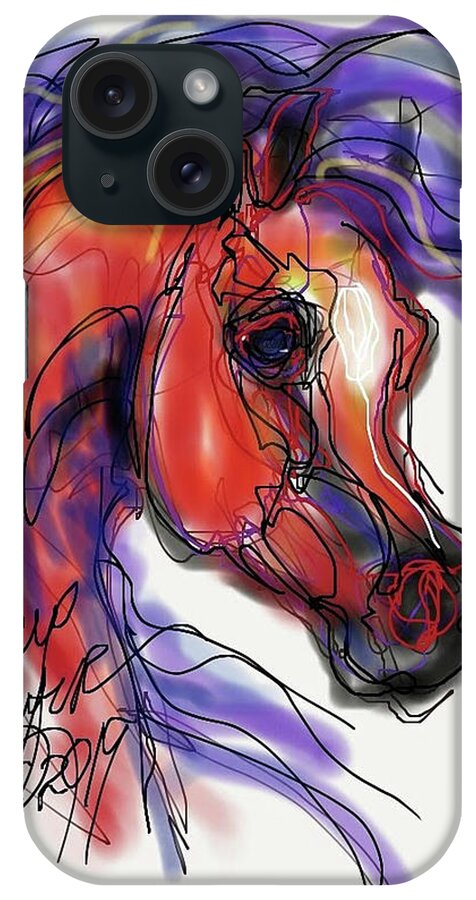 Arabian Stallion iPhone Case featuring the digital art Arabian in Purple by Stacey Mayer