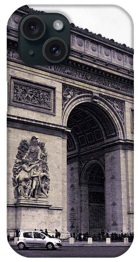 Arc De Triomphe iPhone Case featuring the photograph Arc de Triomphe Avec du Jaune by Susan Maxwell Schmidt