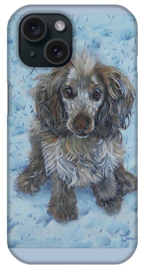 Cocker iPhone Case featuring the painting Archie in the Snow by John Neeve