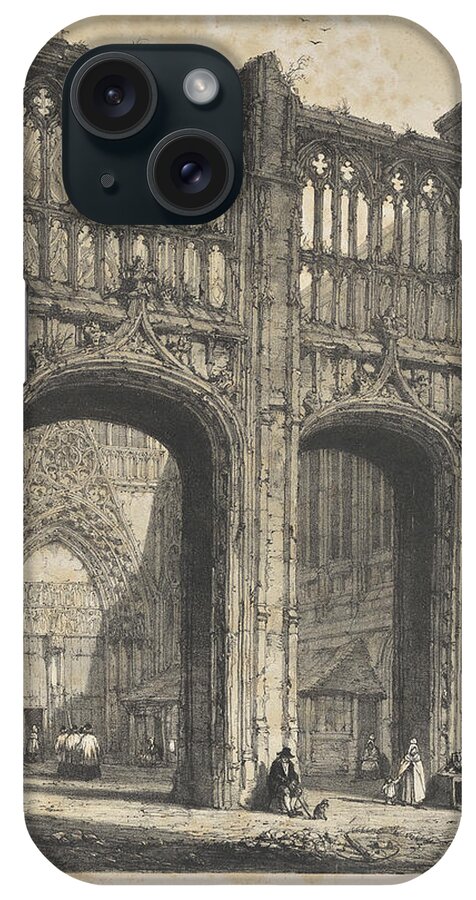 Architecture iPhone Case featuring the painting Architecture of the Middle Ages Rouen Cathedral, North Entrance 1838 Joseph Nash by MotionAge Designs
