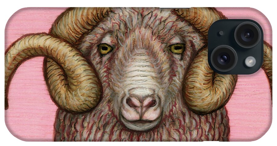 Ram iPhone Case featuring the painting Arles Merino Ram by Amy E Fraser