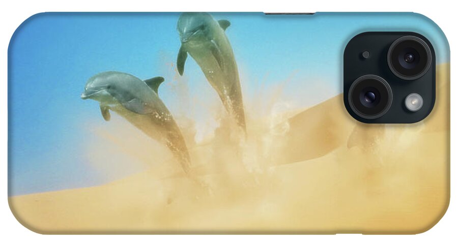 Dolphins iPhone Case featuring the digital art Art - Sandy Ocean by Matthias Zegveld