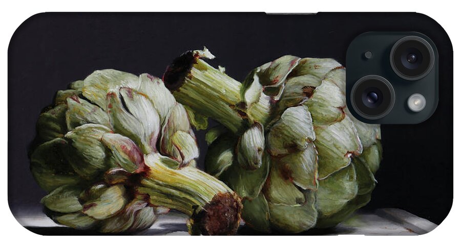 Vegetables iPhone Case featuring the painting Artichokes by Lawrence Preston