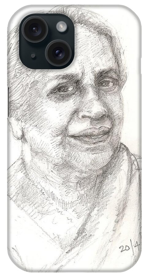 Portrait iPhone Case featuring the drawing Artist friend by Asha Sudhaker Shenoy