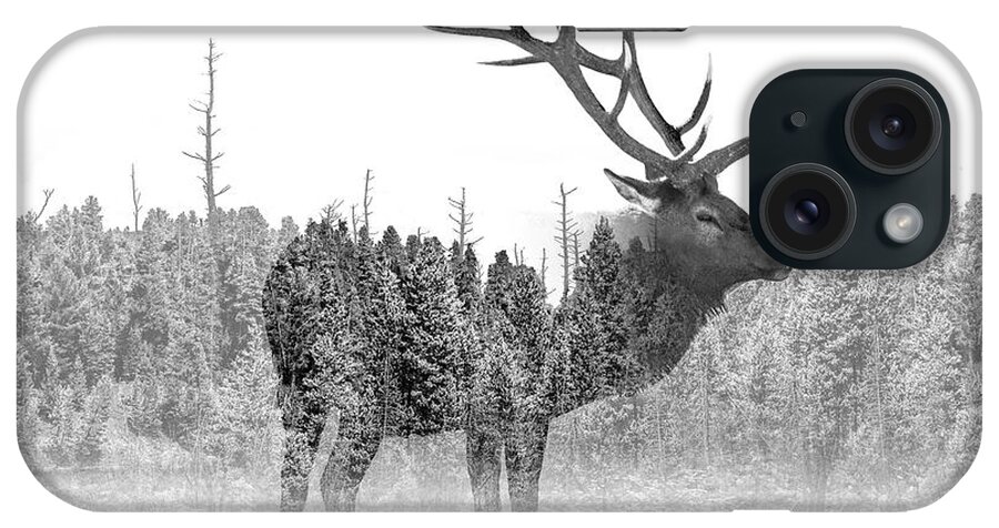 Wildlife iPhone Case featuring the photograph Artistic Black and White Portrait of an Elk by Randall Nyhof