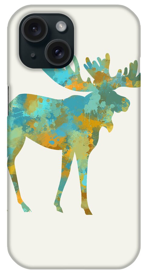 Moose iPhone Case featuring the mixed media Moose Watercolor Art by Christina Rollo