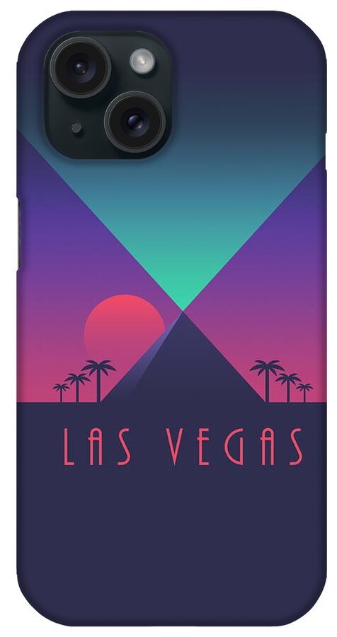 Las iPhone Case featuring the digital art Las Vegas City Skyline Retro Art Deco - Pyramid by Organic Synthesis