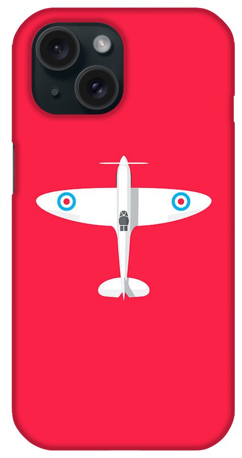 Spitfire iPhone Case featuring the digital art Spitfire WWII Fighter Aircraft - Crimson by Organic Synthesis