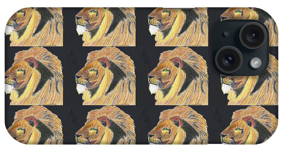 Lion iPhone Case featuring the pastel Majestic Lion Pastel Portrait, Hear me Roar by Ali Baucom