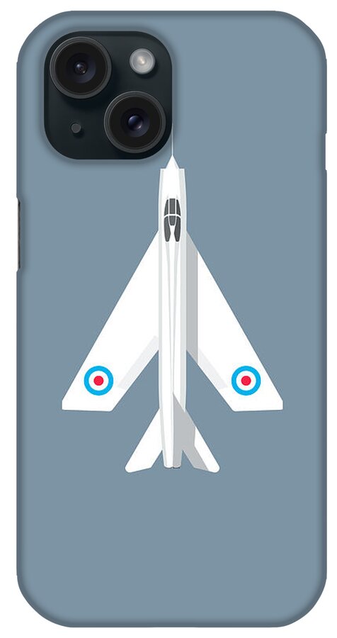 English Electric iPhone Case featuring the digital art English Electric Lightning fighter jet aircraft - Slate by Organic Synthesis