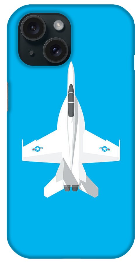 Jet iPhone Case featuring the digital art F-18 Super Hornet Jet Fighter Aircraft - Cyan by Organic Synthesis