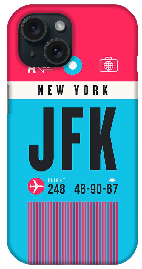 Airline iPhone Case featuring the digital art Luggage Tag A - JFK New York USA by Organic Synthesis