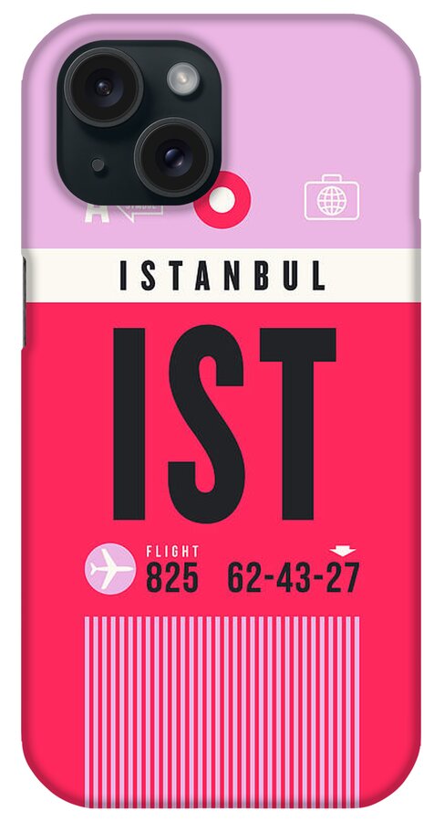 Airline iPhone Case featuring the digital art Luggage Tag A - IST Istanbul Turkey by Organic Synthesis
