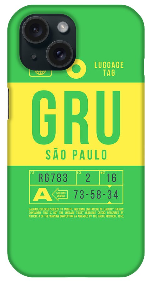 Airline iPhone Case featuring the digital art Luggage Tag B - GRU Sao Paulo Brazil by Organic Synthesis