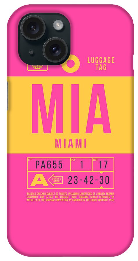 Airline iPhone Case featuring the digital art Luggage Tag B - MIA Miami USA by Organic Synthesis