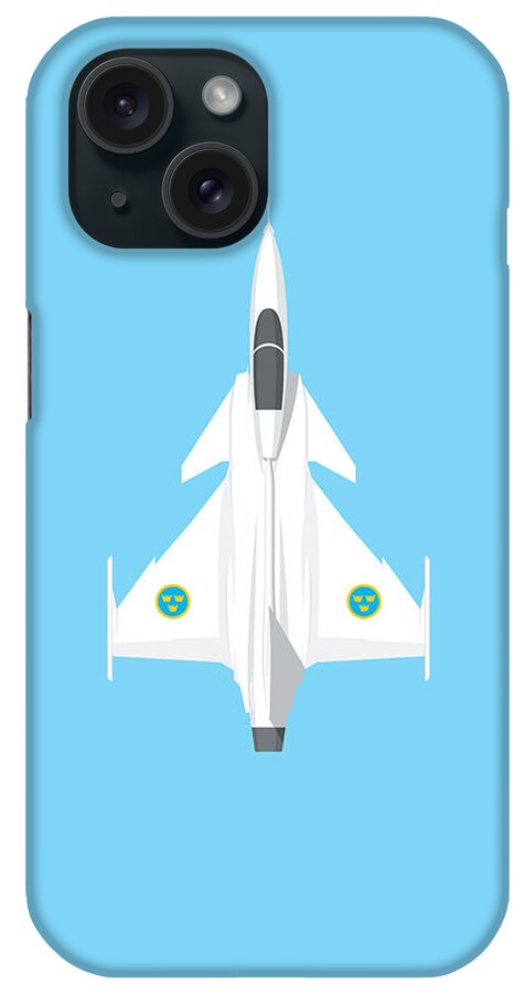 Gripen iPhone Case featuring the digital art JAS 39 Gripen Fighter Jet - Sky by Organic Synthesis