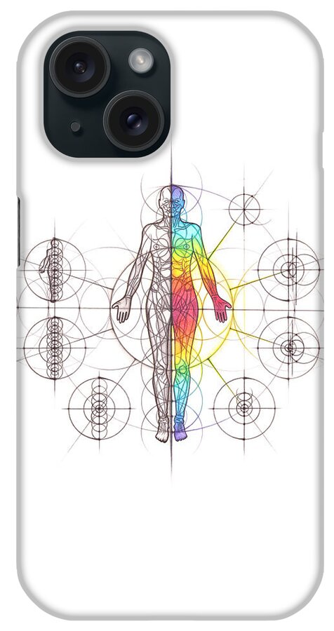 Anatomy iPhone Case featuring the drawing Intuitive Geometry Human Anatomy - Body by Nathalie Strassburg