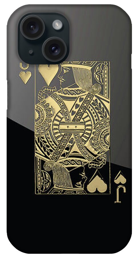 'gamble' Collection By Serge Averbukh iPhone Case featuring the digital art Jack of Hearts in Gold over Black by Serge Averbukh