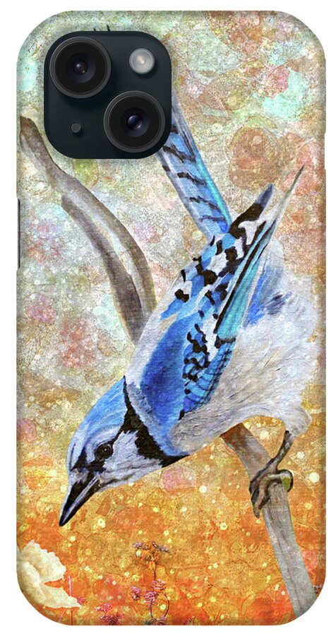 Blue Jay iPhone Case featuring the painting Beneath The Stardust by Angeles M Pomata
