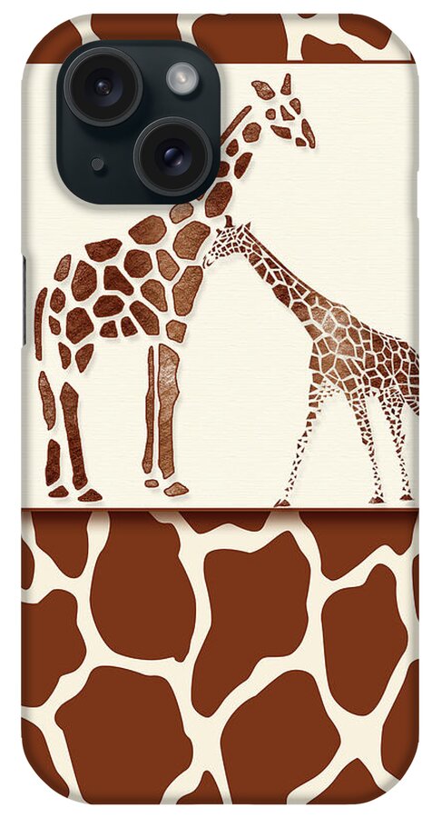 A Sweet Giraffe Pair iPhone Case featuring the digital art Giraffe Pair by Doreen Erhardt