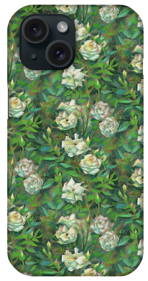 Summer Greenery iPhone Case featuring the pastel White Roses, Green Leaves by Julia Khoroshikh