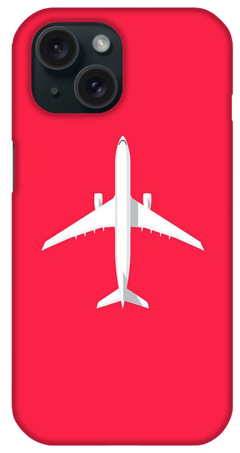 Airplane iPhone Case featuring the digital art A330 Passenger Jet Airliner - Crimson by Organic Synthesis