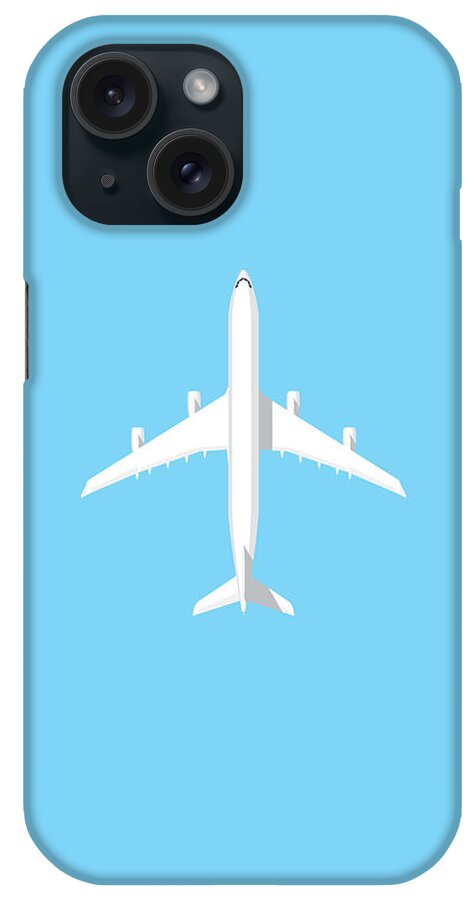 Airplane iPhone Case featuring the digital art A340 Passenger Jet Airliner - Sky by Organic Synthesis