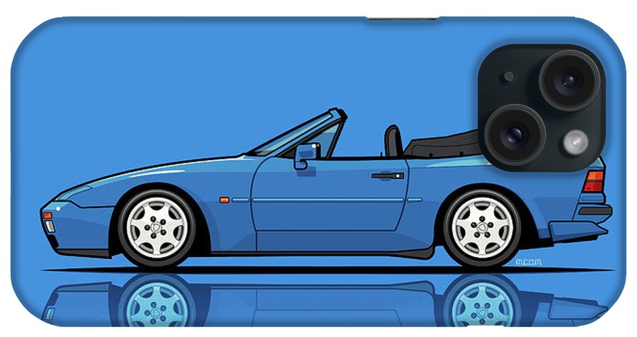 L 041 iPhone Case featuring the digital art Maritime Blue Porsche 944 S2 Cabriolet by Tom Mayer II Monkey Crisis On Mars