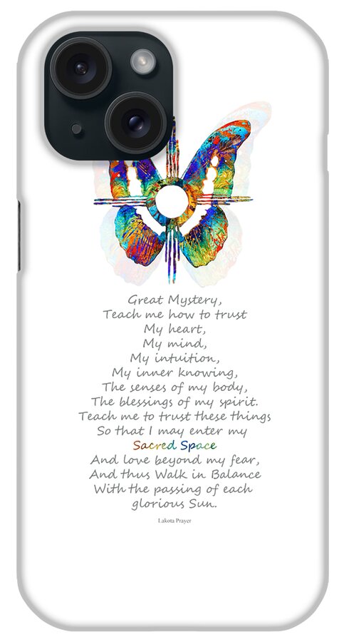 Butterfly iPhone Case featuring the painting Native American Healing Prayer - Sun Symbol - Sharon Cummings by Sharon Cummings