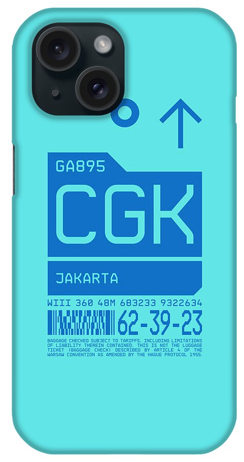 Airline iPhone Case featuring the digital art Luggage Tag C - CGK Jakarta Indonesia by Organic Synthesis