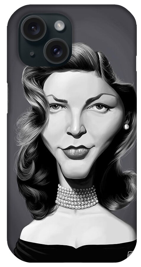 Illustration iPhone Case featuring the digital art Celebrity Sunday - Lauren Bacall by Rob Snow