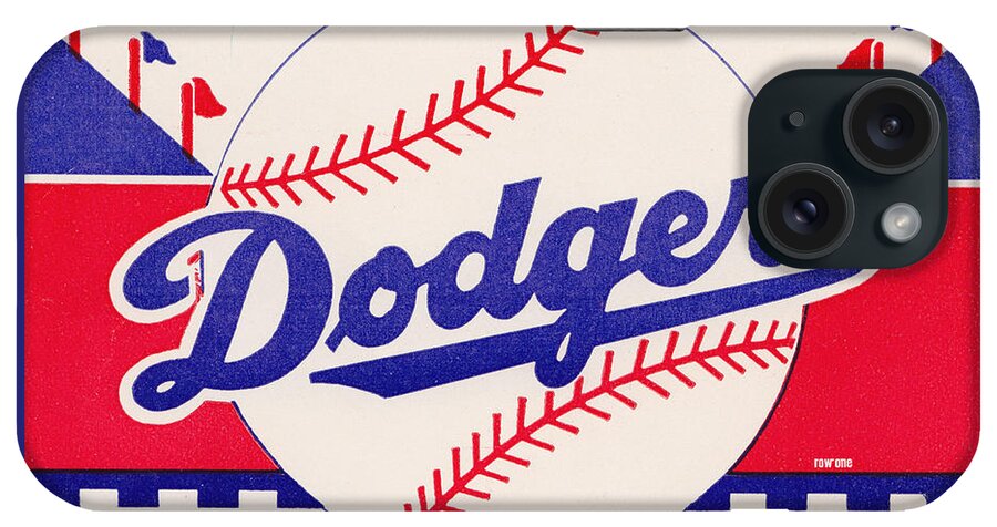 La iPhone Case featuring the mixed media 1950's Dodgers Art by Row One Brand