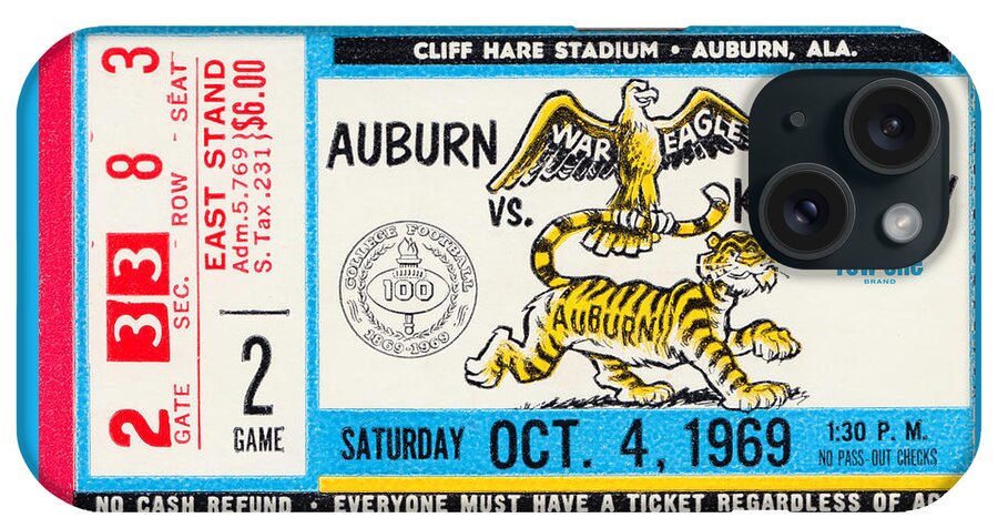 Auburn iPhone Case featuring the drawing 1969 Kentucky vs. Auburn by Row One Brand