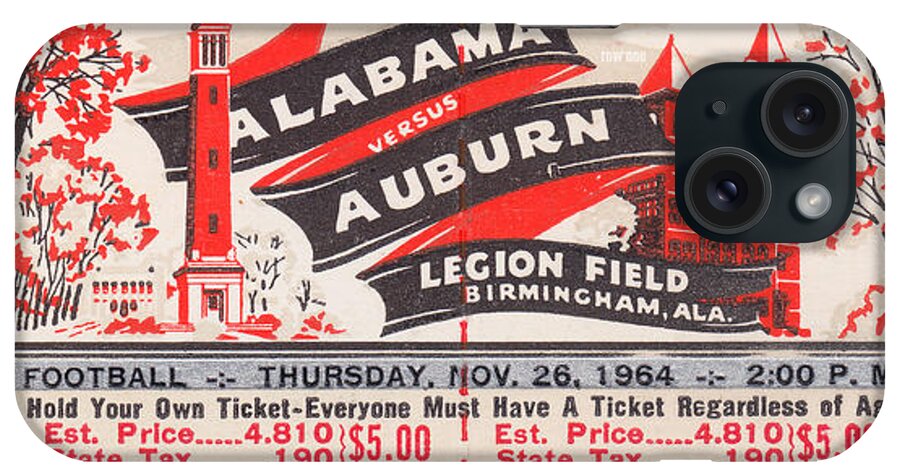Auburn iPhone Case featuring the drawing 1965 Alabama vs. Auburn by Row One Brand