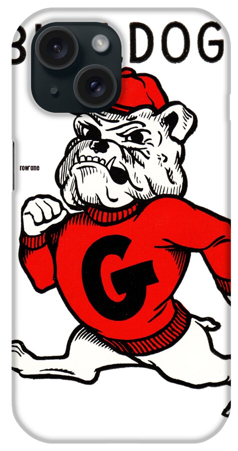 Vintage iPhone Case featuring the mixed media Vintage Georgia Bulldog Art by Row One Brand