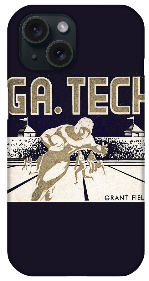 Georgia iPhone Case featuring the drawing 1952 Georgia Tech Night Game by Row One Brand